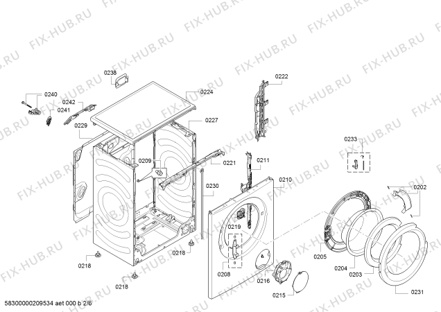 Взрыв-схема стиральной машины Bosch WLL24241OE, Serie|6 - Схема узла 02